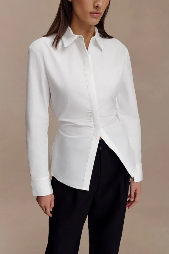 Millie Tie Back Cotton Shirt – White Millie Tie Back Cotton Shirt – White