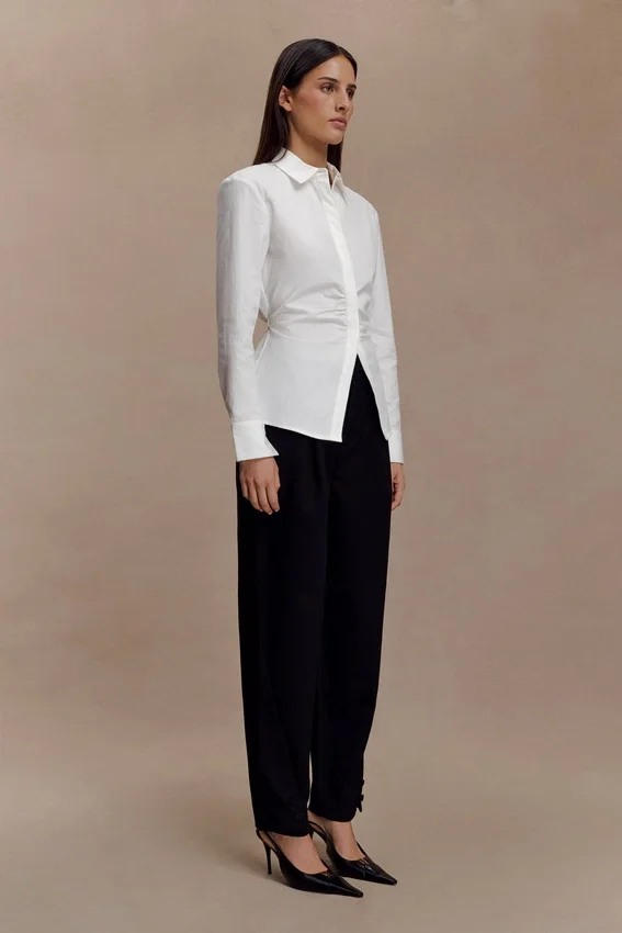 Millie Tie Back Cotton Shirt – White Millie Tie Back Cotton Shirt – White