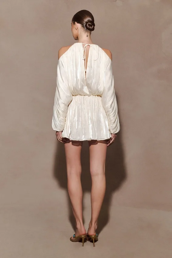 Minna Halter Mini Dress – Opal White Minna Halter Mini Dress – Opal White