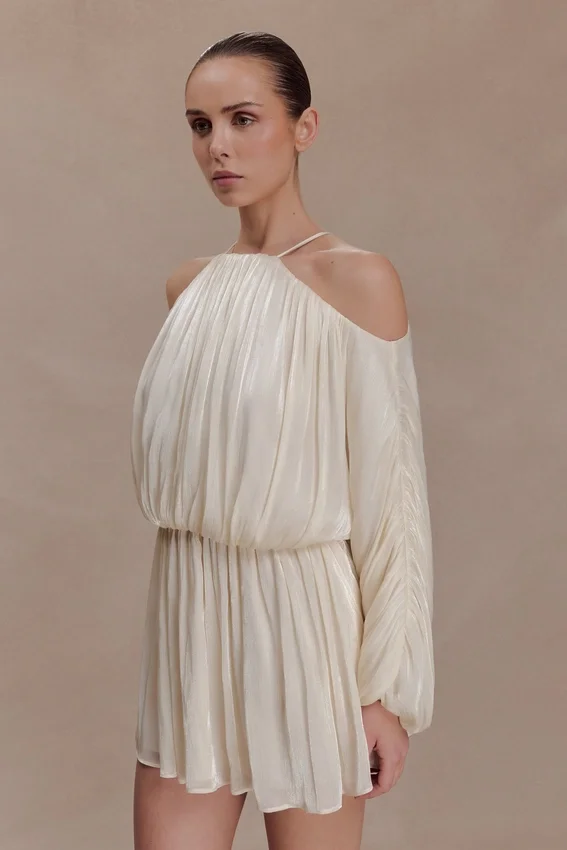 Minna Halter Mini Dress – Opal White Minna Halter Mini Dress – Opal White
