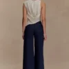 Miranda Faux Suede Belted Denim Wide Leg Jeans – Indigo Blue