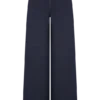 Miranda Faux Suede Belted Denim Wide Leg Jeans – Indigo Blue