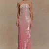 Miranda Strapless Sequin Maxi Dress – Ombre Pink