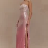 Miranda Strapless Sequin Maxi Dress – Ombre Pink