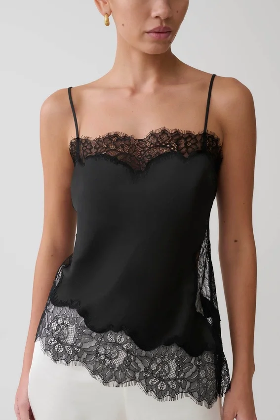 Miriam Satin & Lace Camisole – Black Miriam Satin & Lace Camisole – Black