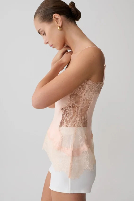 Miriam Satin & Lace Camisole – Peach Miriam Satin & Lace Camisole – Peach