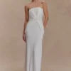 Mirren Strapless Slinky Maxi Dress – White