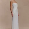 Mirren Strapless Slinky Maxi Dress – White