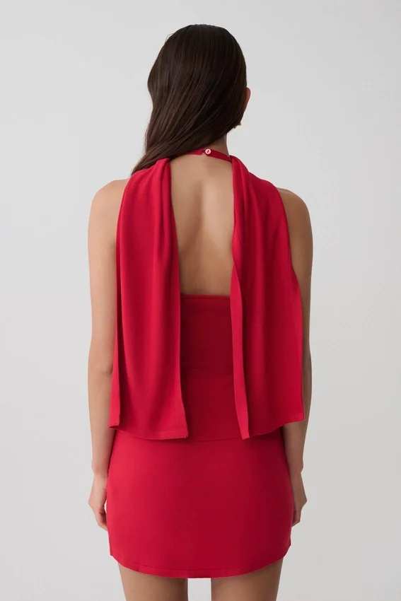 Misty Halter Backless Knit Top – Red Misty Halter Backless Knit Top – Red
