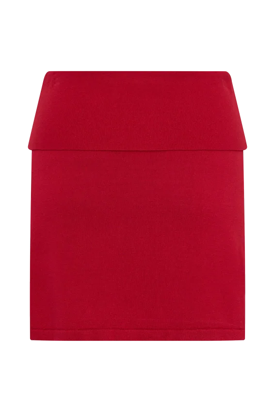 Misty Mid Rise Knit Mini Skirt – Red Misty Mid Rise Knit Mini Skirt – Red
