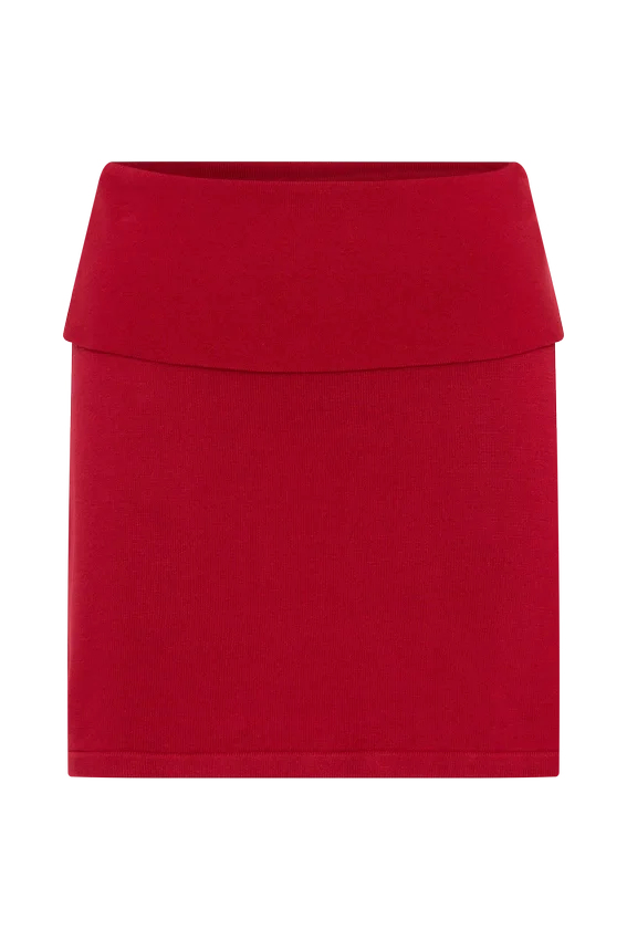 Misty Mid Rise Knit Mini Skirt – Red Misty Mid Rise Knit Mini Skirt – Red