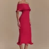 Molly Off Shoulder Knit Midi Dress – Raspberry
