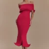 Molly Off Shoulder Knit Midi Dress – Raspberry