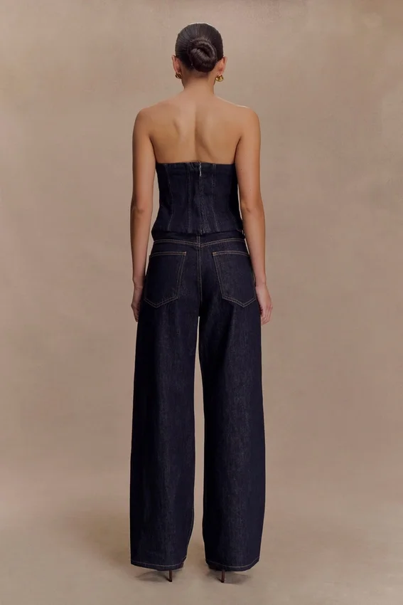 Monte Strapless Denim Corset – Washed Indigo Blue Monte Strapless Denim Corset – Washed Indigo Blue