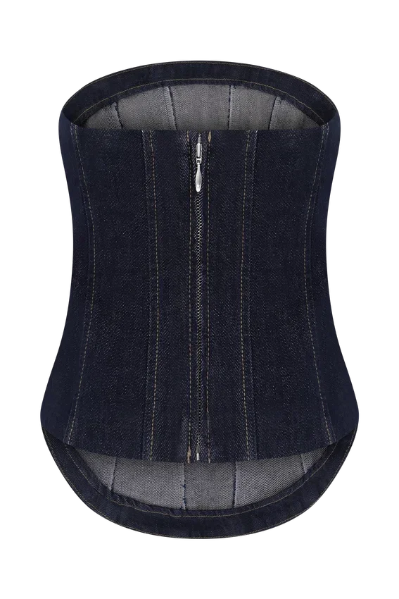 Monte Strapless Denim Corset – Washed Indigo Blue Monte Strapless Denim Corset – Washed Indigo Blue