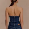 Monte Strapless Diamante Denim Corset – Midnight Blue