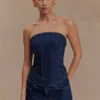 Monte Strapless Diamante Denim Corset – Midnight Blue