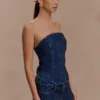 Monte Strapless Diamante Denim Corset – Midnight Blue