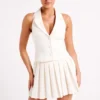Mura Pleated Mini Skirt – Ivory