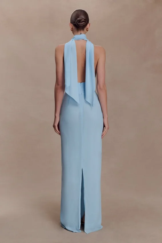 Nadine Halter Chiffon Maxi Dress – Blue Nadine Halter Chiffon Maxi Dress – Blue