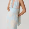 Nadine Halter Scarf Chiffon Maxi Dress – Blue Floral Print Nadine Halter Scarf Chiffon Maxi Dress – Blue Floral Print