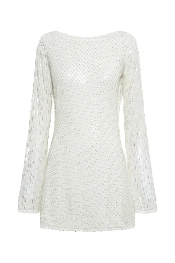 Nala Sequin Mini Dress – White Nala Sequin Mini Dress – White