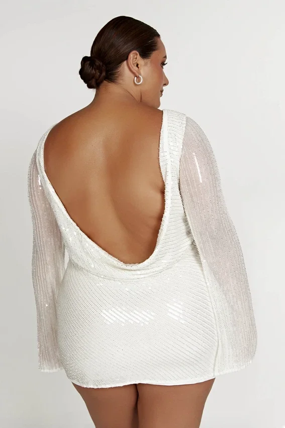 Nala Sequin Mini Dress – White Nala Sequin Mini Dress – White
