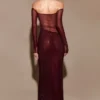 Nash Diamante Off Shoulder Maxi Dress – Mahogany Nash Diamante Off Shoulder Maxi Dress – Mahogany