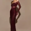 Nash Diamante Off Shoulder Maxi Dress – Mahogany Nash Diamante Off Shoulder Maxi Dress – Mahogany