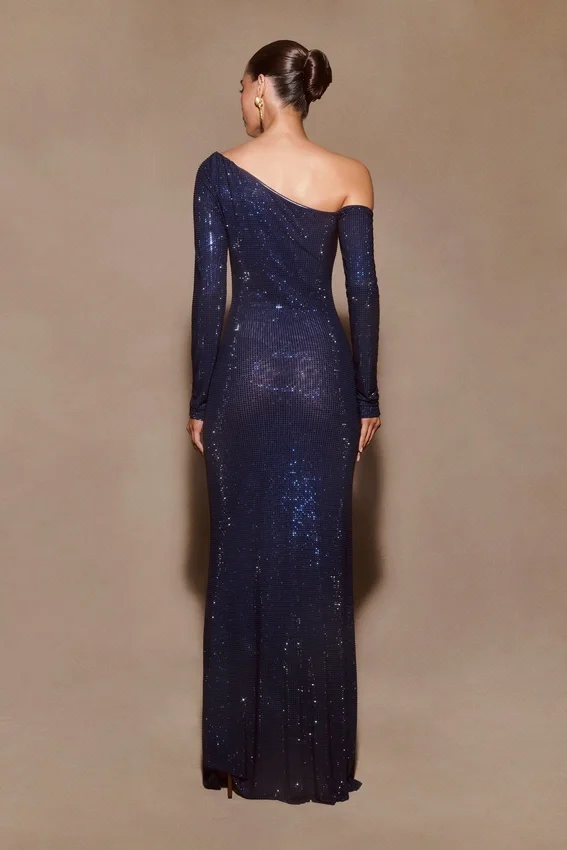 Nash Diamante Off Shoulder Maxi Dress – Navy Nash Diamante Off Shoulder Maxi Dress – Navy