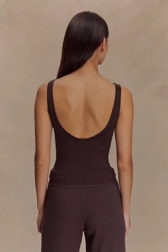Natalya Ribbed Knit Cami Top – Dark Chocolate Natalya Ribbed Knit Cami Top – Dark Chocolate