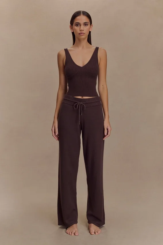 Natalya Ribbed Knit Cami Top – Dark Chocolate Natalya Ribbed Knit Cami Top – Dark Chocolate