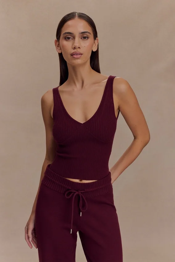 Natalya Ribbed Knit Cami Top – Merlot Natalya Ribbed Knit Cami Top – Merlot
