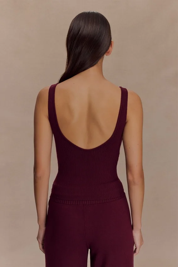 Natalya Ribbed Knit Cami Top – Merlot Natalya Ribbed Knit Cami Top – Merlot