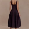 Natascha Drop Waist Cotton Midi Dress – Chocolate Natascha Drop Waist Cotton Midi Dress – Chocolate