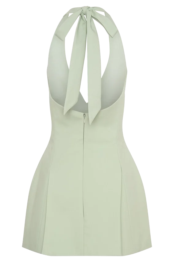 Nelly Halter Neck Cotton Mini Dress – Sage Nelly Halter Neck Cotton Mini Dress – Sage