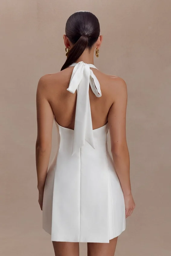 Nelly Halter Neck Cotton Mini Dress – White Nelly Halter Neck Cotton Mini Dress – White