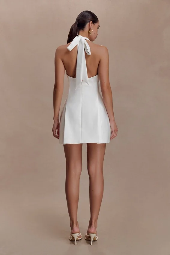 Nelly Halter Neck Cotton Mini Dress – White Nelly Halter Neck Cotton Mini Dress – White