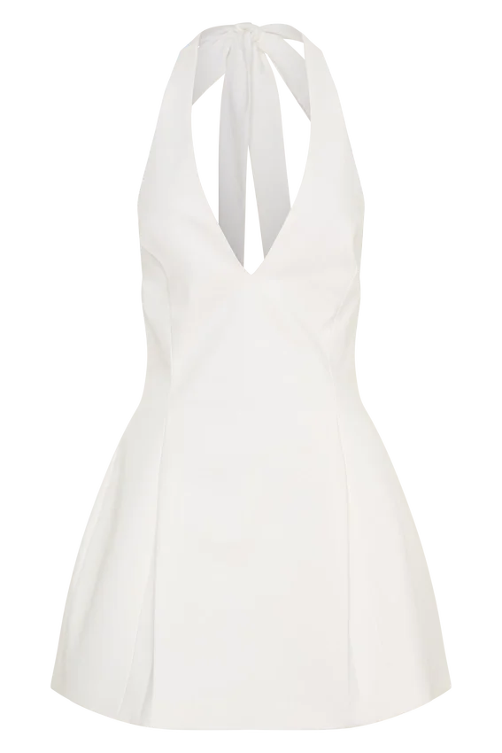 Nelly Halter Neck Cotton Mini Dress – White Nelly Halter Neck Cotton Mini Dress – White