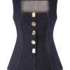 Neve Sleeveless Buttoned Denim Top – Washed Indigo Blue