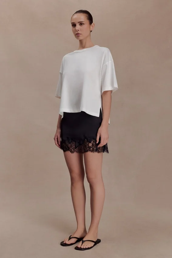 Nina Lace And Satin Mini Skirt – Black Nina Lace And Satin Mini Skirt – Black
