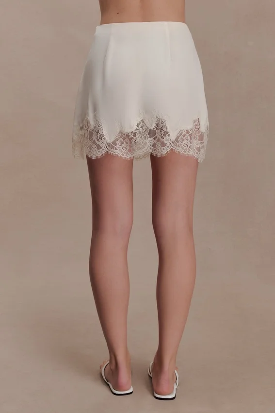 Nina Lace And Satin Mini Skirt – Ivory Nina Lace And Satin Mini Skirt – Ivory