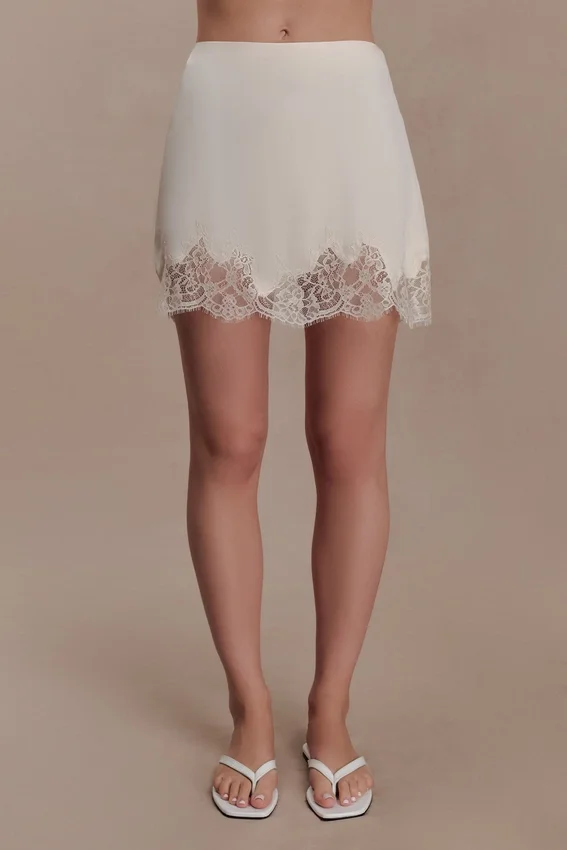 Nina Lace And Satin Mini Skirt – Ivory Nina Lace And Satin Mini Skirt – Ivory