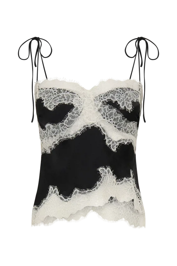 Nina Satin And Lace Camisole – Black/Ivory Nina Satin And Lace Camisole – Black/Ivory