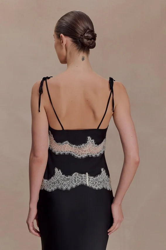 Nina Satin And Lace Camisole – Black/Ivory Nina Satin And Lace Camisole – Black/Ivory
