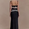 Nina Satin And Lace Maxi Skirt – Black/Ivory Nina Satin And Lace Maxi Skirt – Black/Ivory
