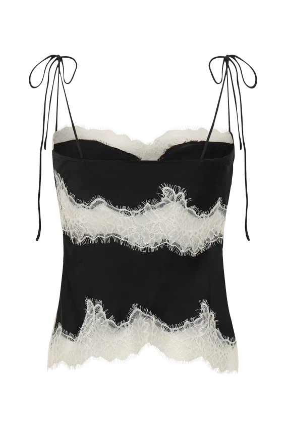 Nina Satin And Lace Camisole – Black/Ivory Nina Satin And Lace Camisole – Black/Ivory