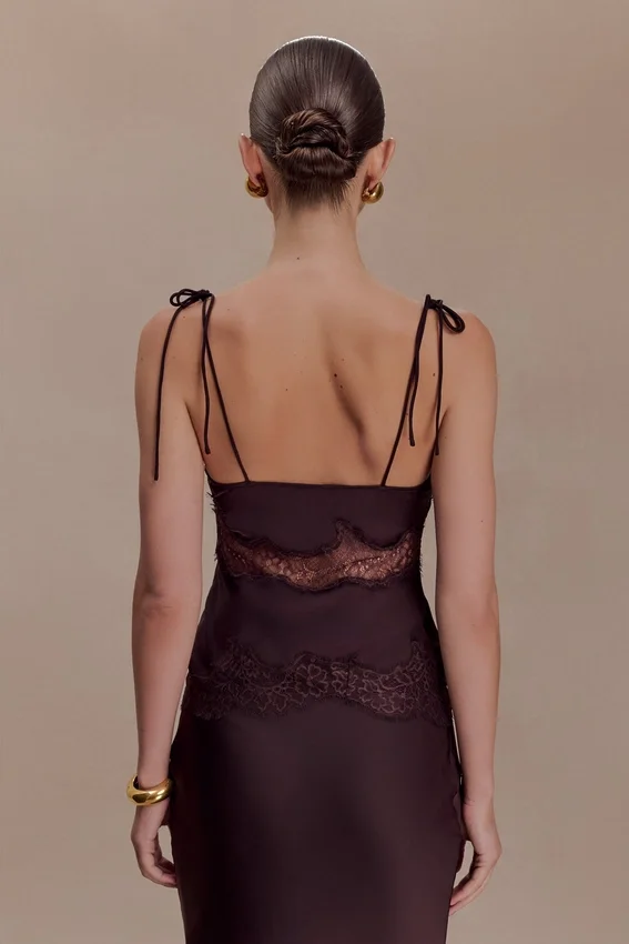 Nina Satin And Lace Camisole – Chocolate Nina Satin And Lace Camisole – Chocolate