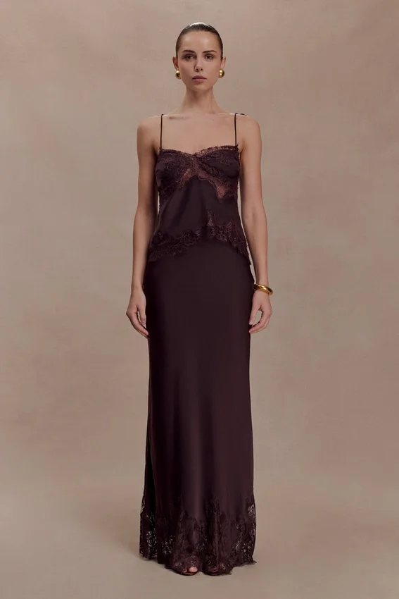 Nina Satin And Lace Camisole – Chocolate Nina Satin And Lace Camisole – Chocolate