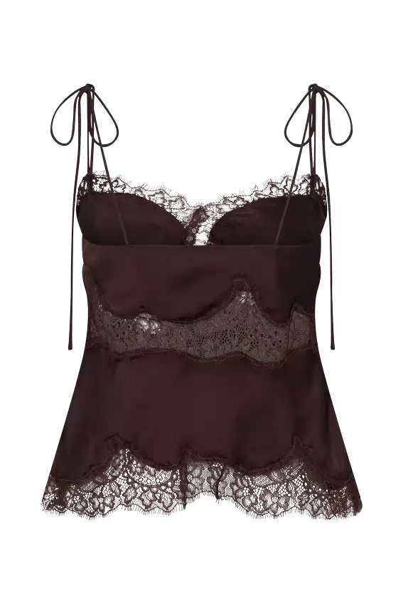 Nina Satin And Lace Camisole – Chocolate Nina Satin And Lace Camisole – Chocolate